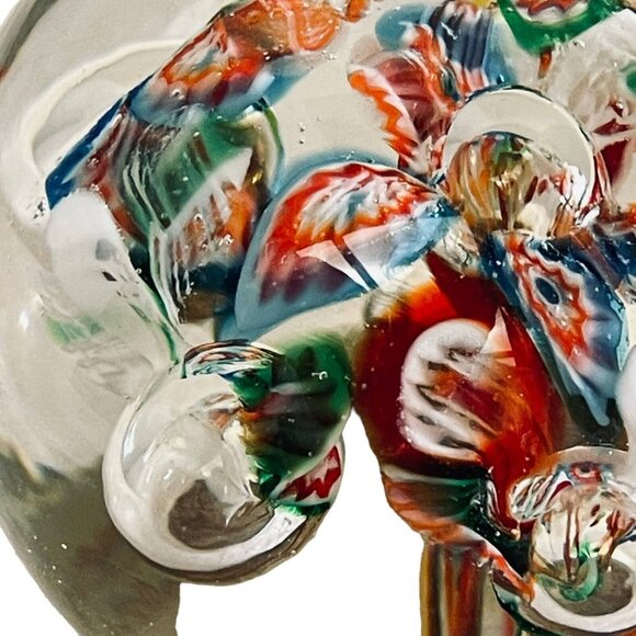 Vintage Glass Paperweight Rainbow Millefiori Art Glass Domed Ball 2" x 2.5" - Picture 9 of 12